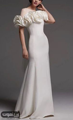 مدل لباس عروس دم ماهی شیک و زیبا با قسمت بالاتنه چین خورده و خاص