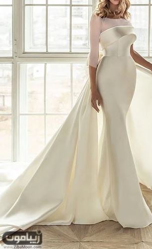 شیک ترین مدل لباس عروس دم ماهی جذاب با یقه دکلته و خاص
