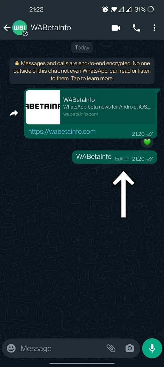 واتساپ ویرایش پیام